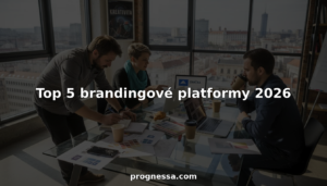 Tím zodpovedný za firemnú identitu pracuje spoločne v presvetlenej kancelárii.