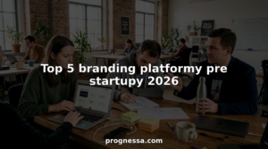 Zakladatelia startupu spoločne vymýšľajú značku v modernom coworkingovom priestore.