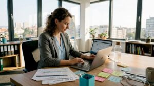 Marketingový manažér si prezerá výsledky reklamných kampaní v analytickom rozhraní.